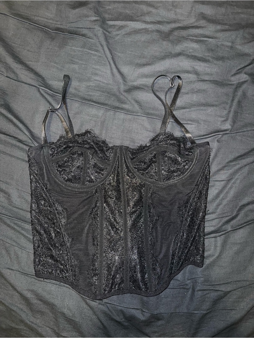 Black Lace Bustier Top - Women's Elegant Lace Corset